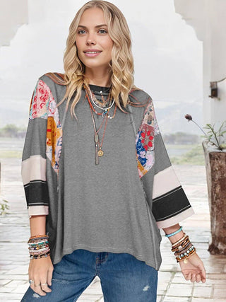 Patchwork Sleeve Boho Top