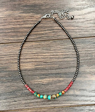 Handmade 16" Gemstone, Polish Navajo Bead Necklace