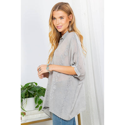 Kimono-Inspired Dolman Sleeve Western Blouse