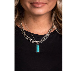 Layered Necklace with Turquoise Bar
