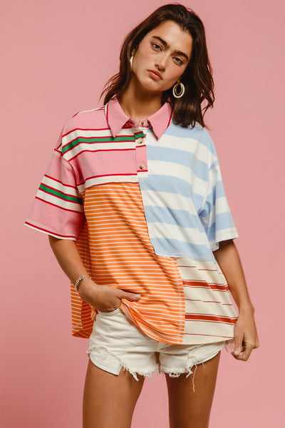 Striped Color Block Pullover