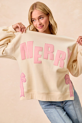 Merry Bow Fleece Sweatshirt