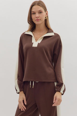 Contrast Collar Pant Set