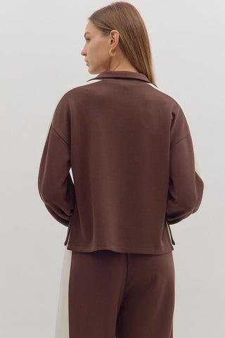 Contrast Collar Pant Set