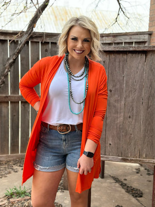 Orange Solid Cardigan