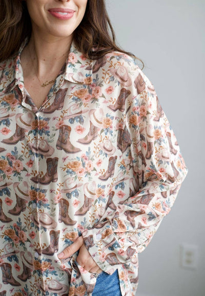 Boot Floral Mesh Top