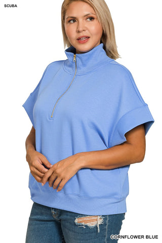 Scuba High Neck Half Zip Short Sleeve Pullover