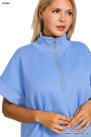 Scuba High Neck Half Zip Short Sleeve Pullover