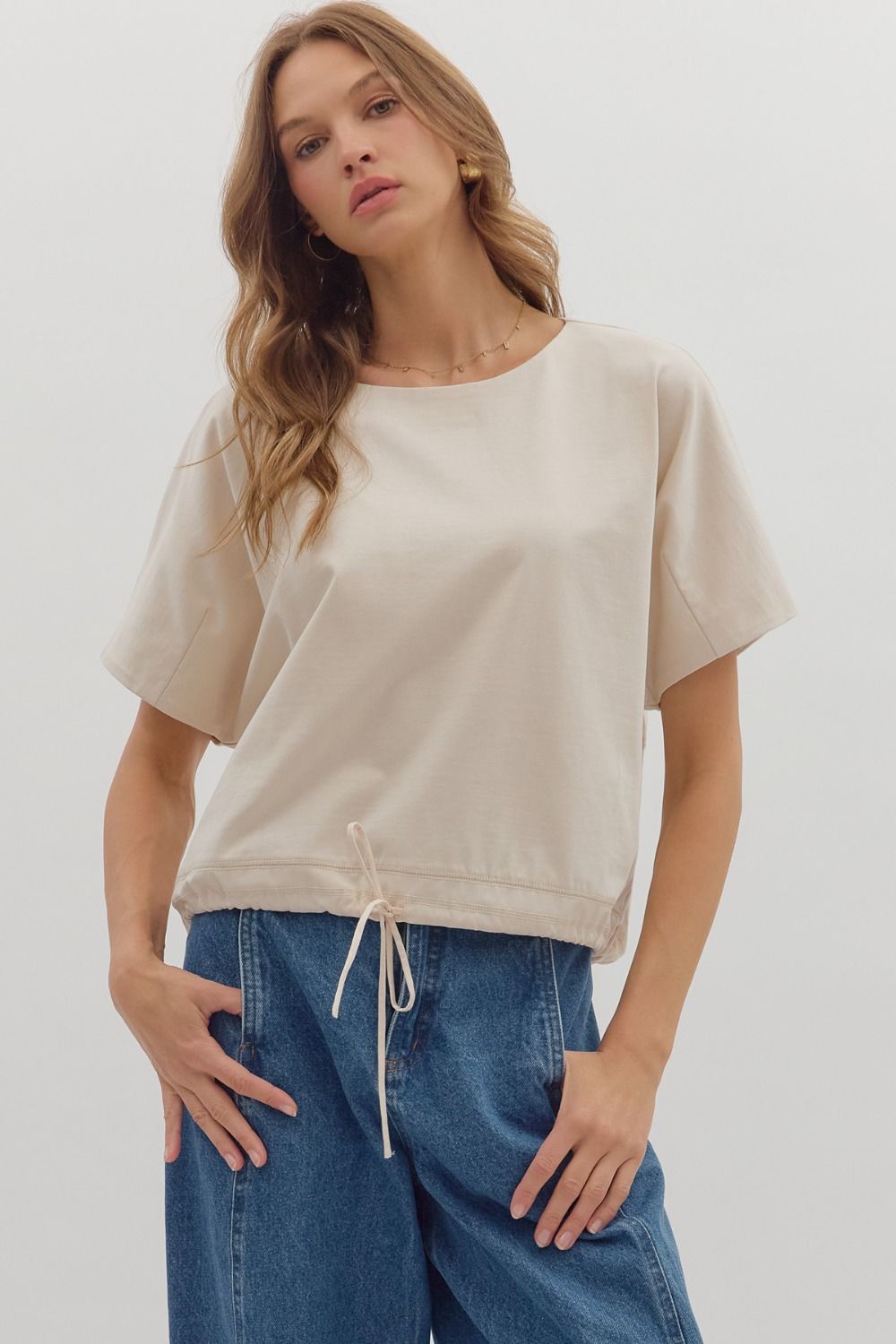 Drawstring Bottom Blouse