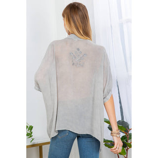 Kimono-Inspired Dolman Sleeve Western Blouse