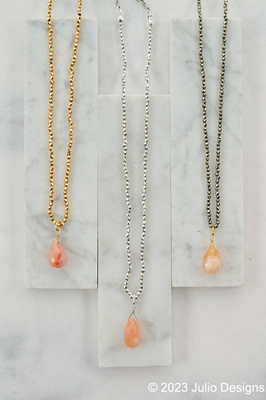 Blush (Rose Quartz) Pyrite Necklace