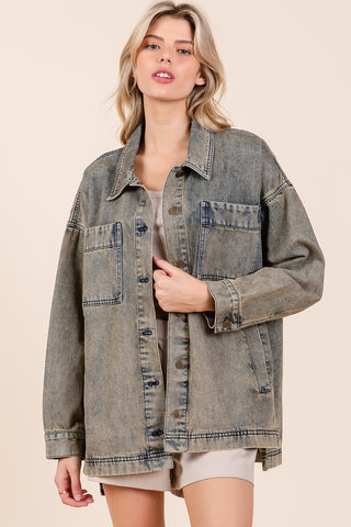 Denim Oversized Boxy Fit Shirt Jacket