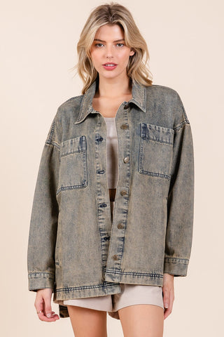 Denim Oversized Boxy Fit Shirt Jacket