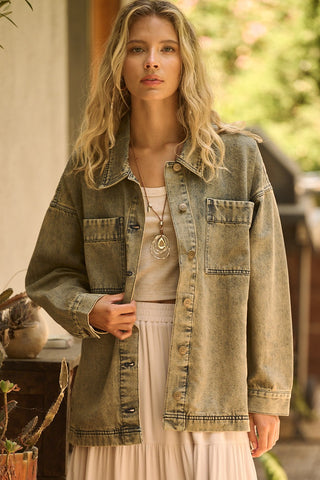 Denim Oversized Boxy Fit Shirt Jacket