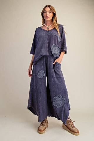 Crochet Patch Detailing Washed Thermal Set