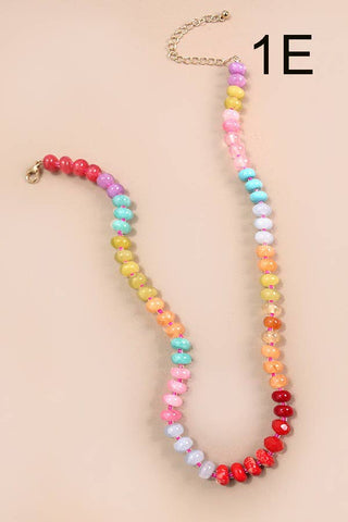 Natural Agate Glass Semi-Precious Rainbow Bead Necklace