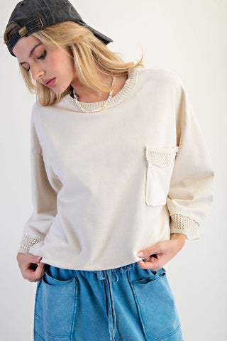 Mineral Washed Ecru Boxy Pullover