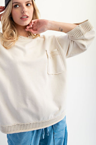 Mineral Washed Ecru Boxy Pullover