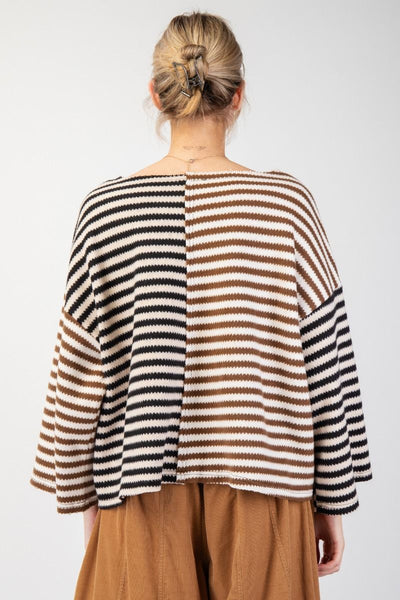 COLOR STRIPE MIX HACCI KNIT TOP