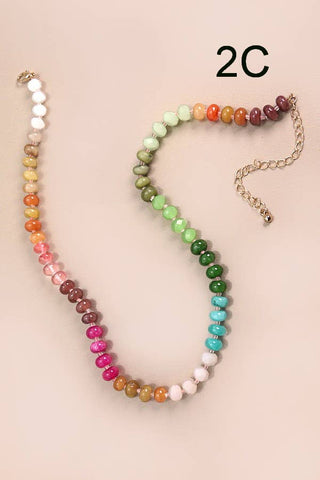 Natural Agate Glass Semi-Precious Kid-Inspired Bead Necklace