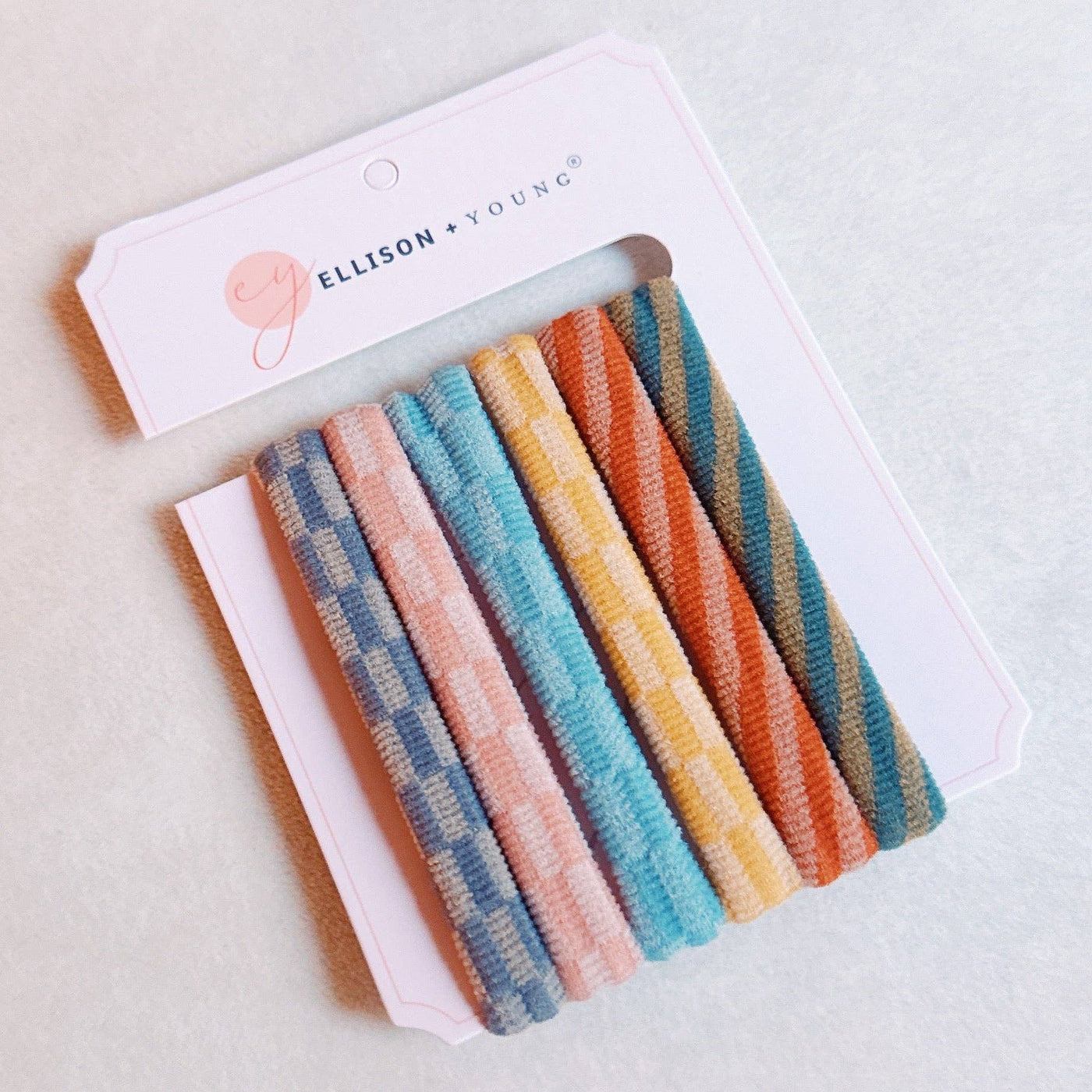 Worlds Best Everyday Checkered or Striped Hair Ties