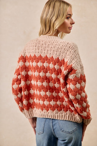 Textured Sweater Cardigan With Buttoned Closure