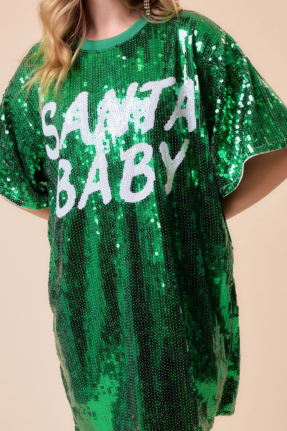 Green Santa Baby Sequin Tunic