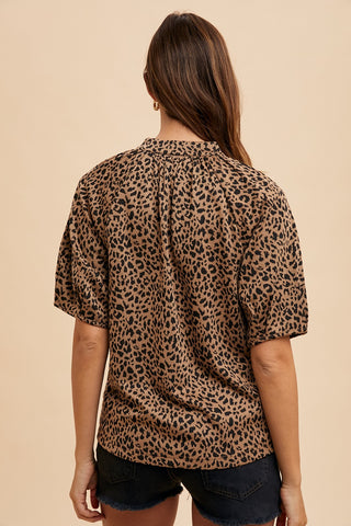 Animal Print Knit Blouse