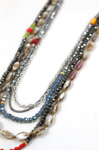 Short Stone and Crystal Layered Necklace