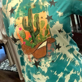 Bleached Star and Cactus Tee