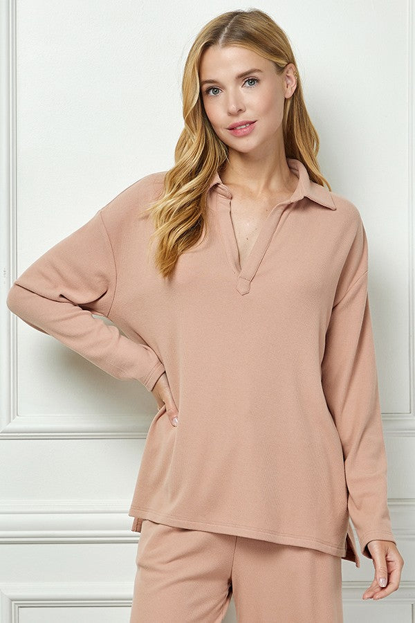 Collared Fleece Long sleeve top