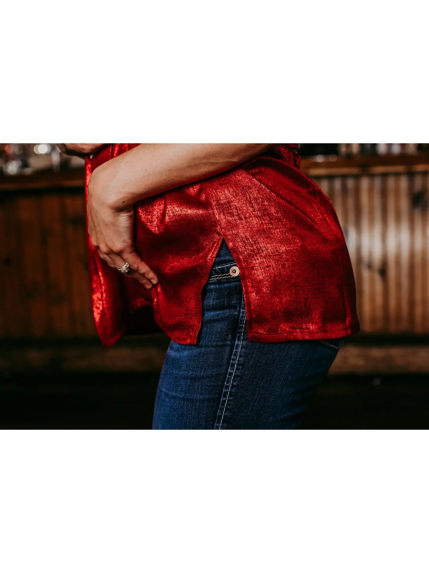 Red Metallic Blouse