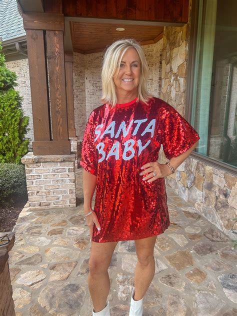 Red Santa Baby Sequin Tunic