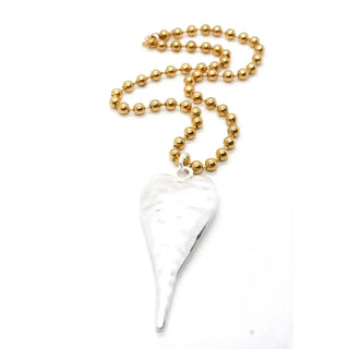 Single Gold Plate Ball Chain Necklace with Large Heart Charm