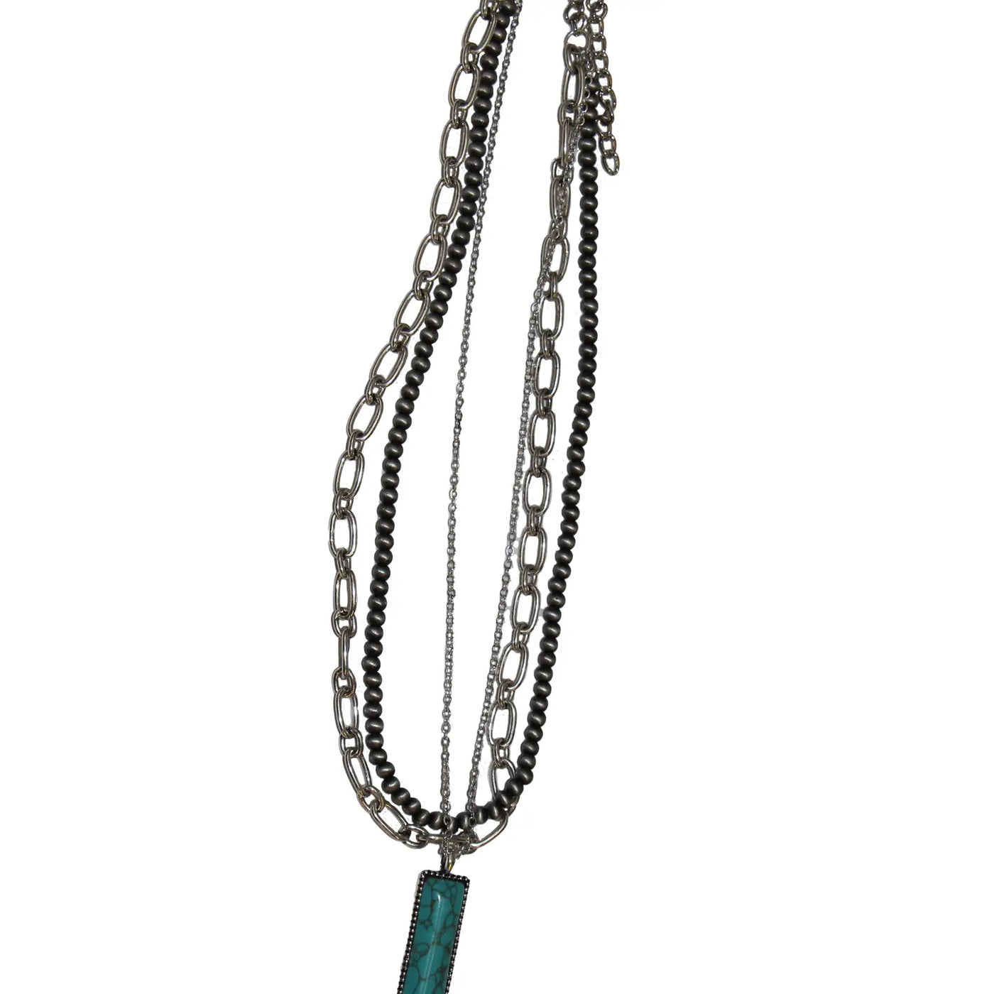 Layered Necklace with Turquoise Bar