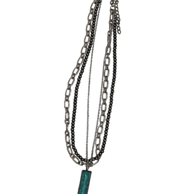 Layered Necklace with Turquoise Bar