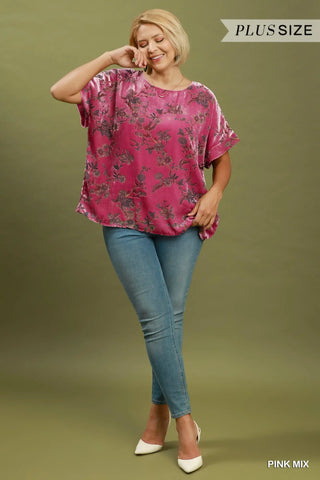 Mix Floral Velvet Boxy Top