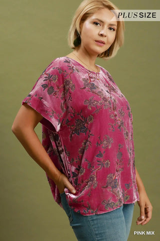 Mix Floral Velvet Boxy Top