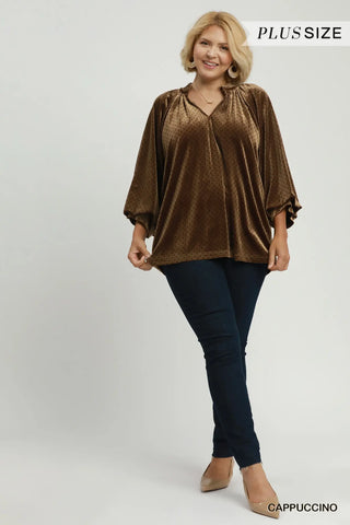 Cappuccino Polka Dot Balloon Sleeve Blouse