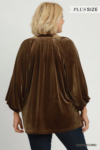 Cappuccino Polka Dot Balloon Sleeve Blouse