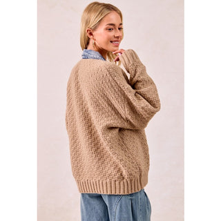 Washed Checker Denim Mix and Match Sweater Top