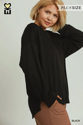 Drop Shoulder Detailed Back Top