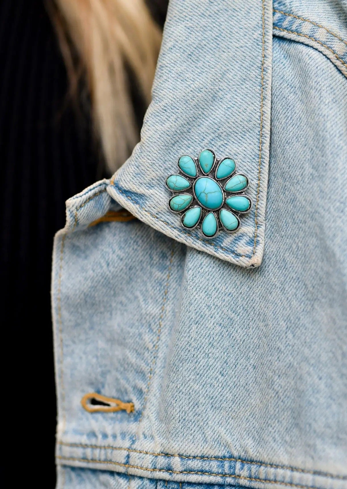 Turquoise Flower Pin