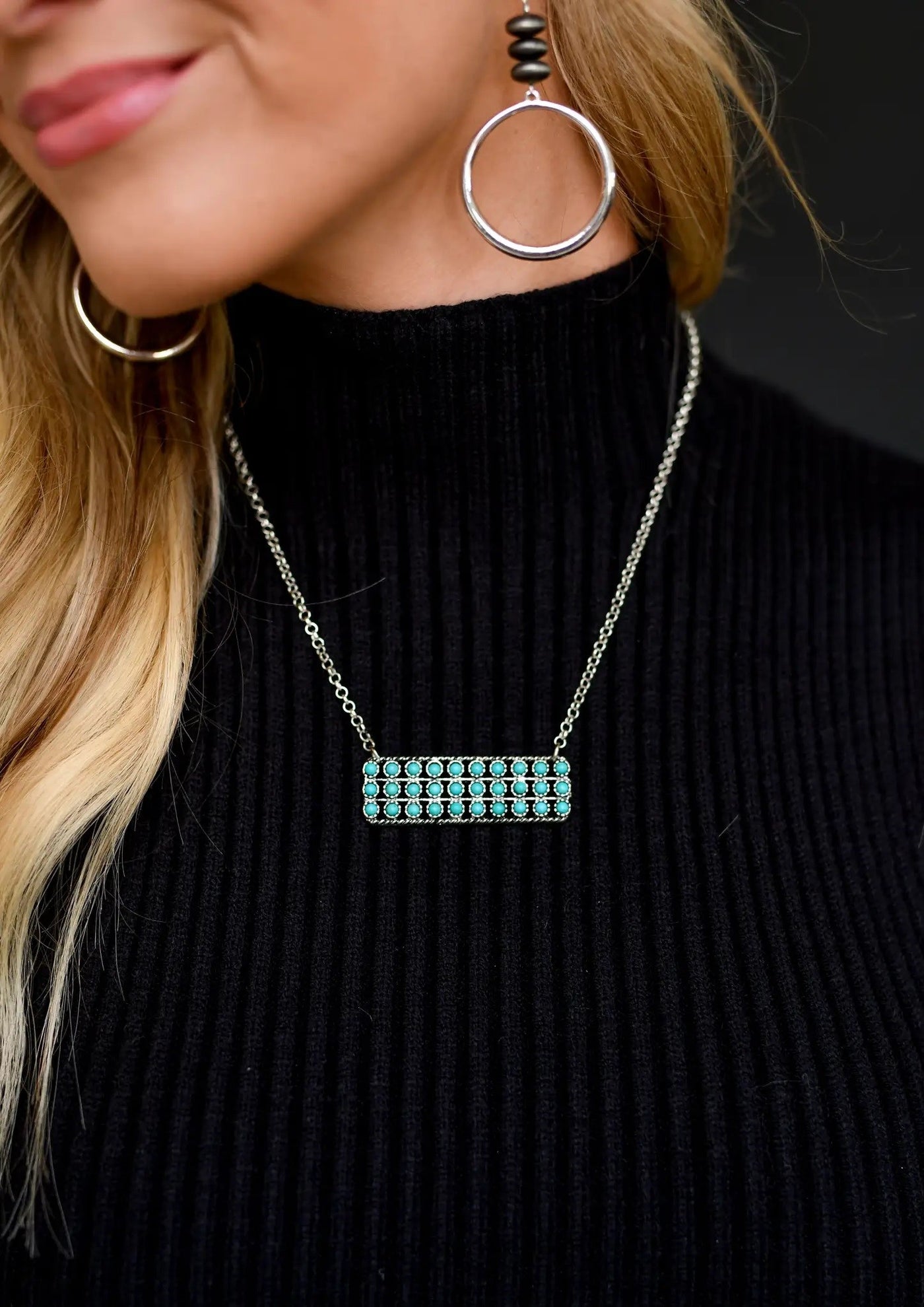 Snake Eye Turquoise Bar Necklace