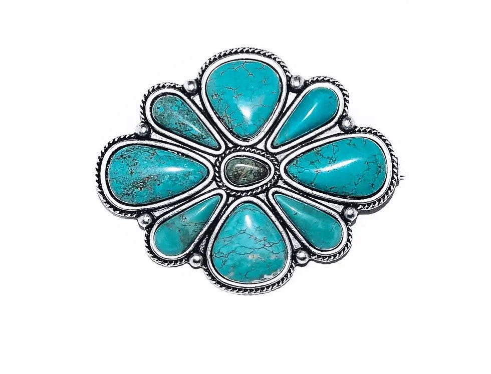 Extra Large Turquoise Cluster Pin