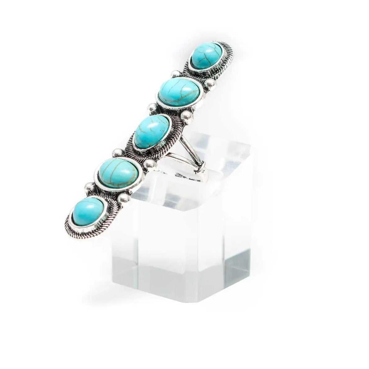 6 Stone Adjustable Turquoise Statement Ring