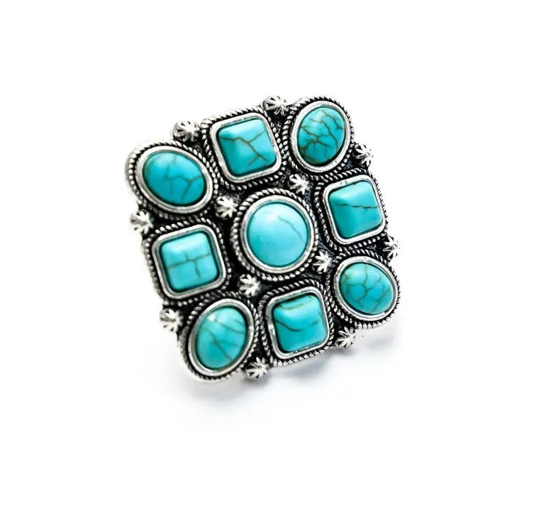 Adjustable Square Multi Stone Ring