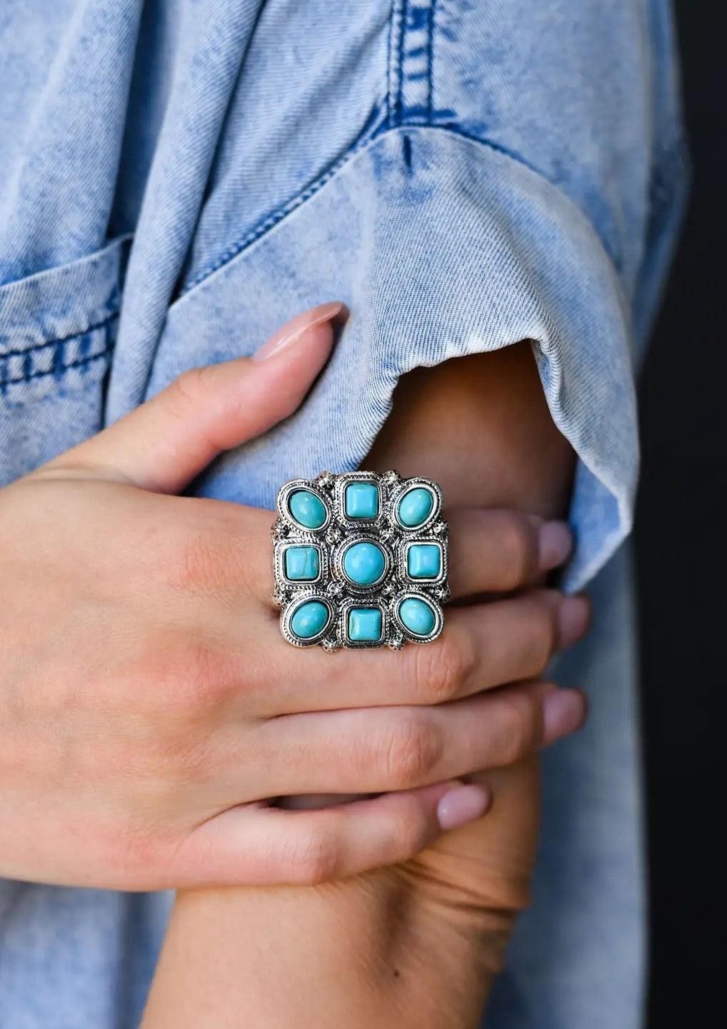 Adjustable Square Multi Stone Ring