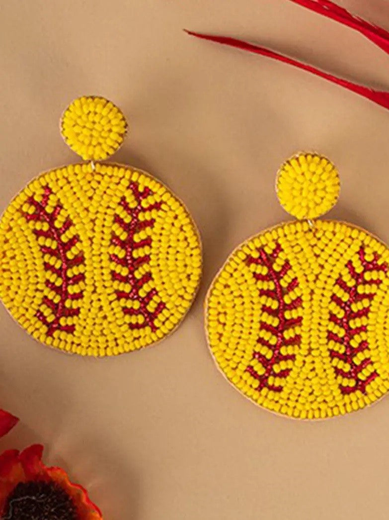 Beaded Softball Earrings