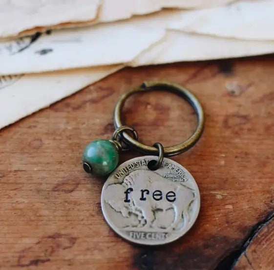 Vintage Free Buffalo Nickel Keychain